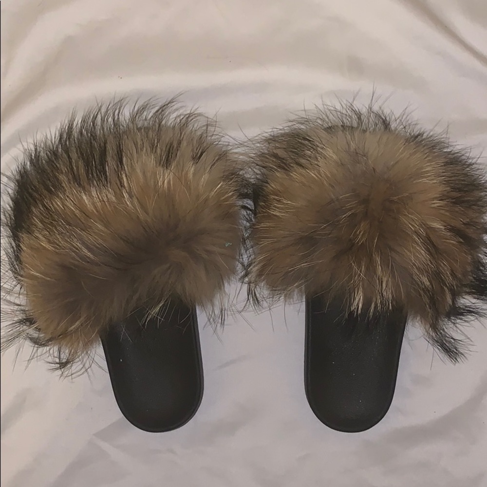 Tan Fur slides (Never Worn)